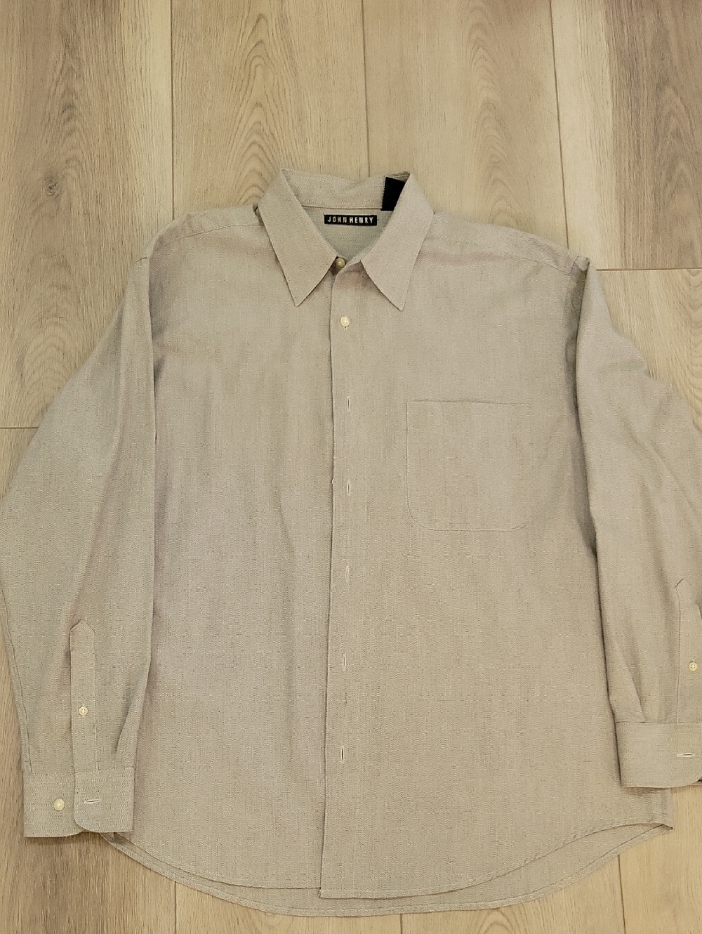 John Henry Men's Long-Sleeve Dress Shirt in Light Beige